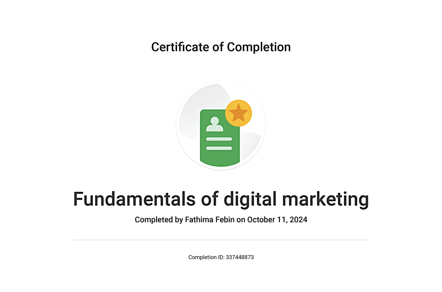 Best Digital Marketer in Calicut, Certificate